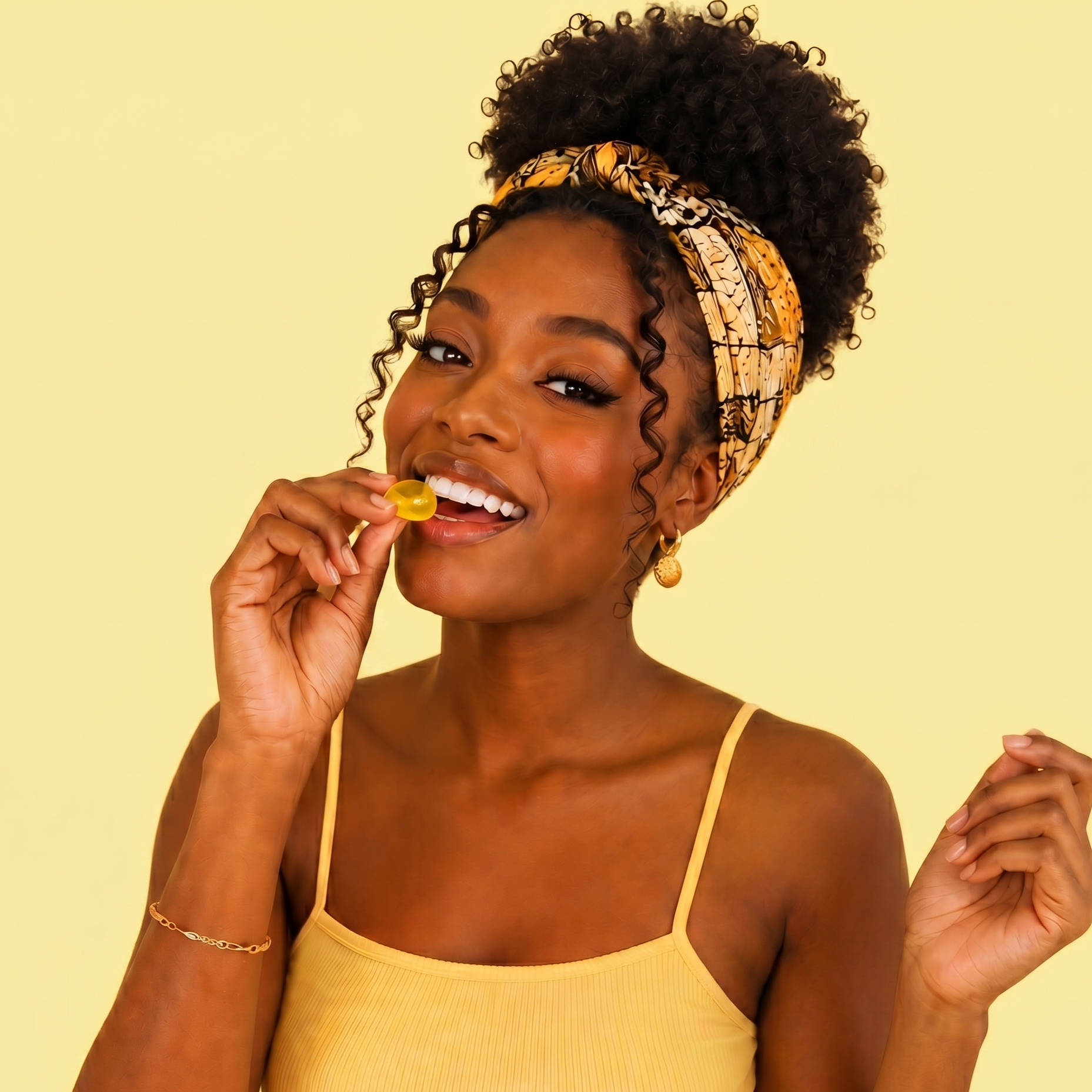 Jeune femme qui goûte le citron de plaizz