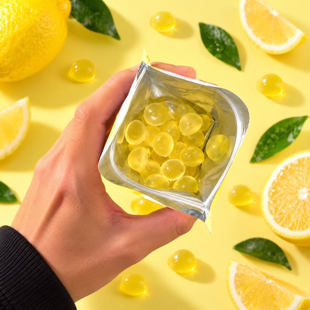 Sachet de Plaizz citron ouvert.